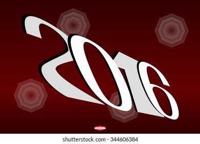 2016 numbers of christmas applique for element design with snowflake isolated on red background. vector illustration