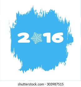 2016 on a blue background with snowflakes and in a frame of frost. Vector numbers. New Year 2016. 