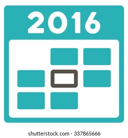 2016 Organizer Day vector icon. Style is bicolor flat symbol, grey and cyan colors, rounded angles, white background.