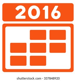 2016 Organizer Grid vector icon. Style is flat symbol, orange color, rounded angles, white background.
