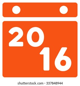 2016 Organizer vector icon. Style is flat symbol, orange color, rounded angles, white background.