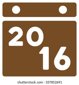 2016 Organizer vector icon. Style is flat symbol, brown color, rounded angles, white background.