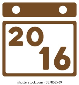 2016 Organizer vector icon. Style is flat symbol, brown color, rounded angles, white background.