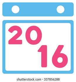 2016 Organizer vector icon. Style is bicolor flat symbol, pink and blue colors, rounded angles, white background.