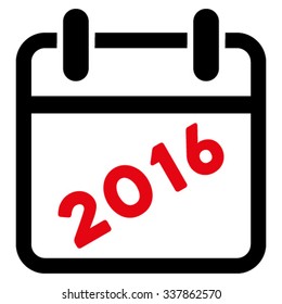 2016 Organizer vector icon. Style is bicolor flat symbol, intensive red and black colors, rounded angles, white background.