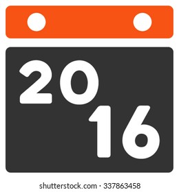 2016 Organizer vector icon. Style is bicolor flat symbol, orange and gray colors, rounded angles, white background.