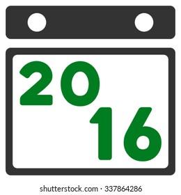 2016 Organizer vector icon. Style is bicolor flat symbol, green and gray colors, rounded angles, white background.