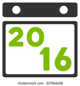 2016 Organizer vector icon. Style is bicolor flat symbol, eco green and gray colors, rounded angles, white background.