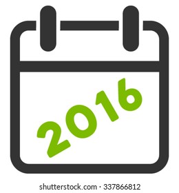 2016 Organizer vector icon. Style is bicolor flat symbol, eco green and gray colors, rounded angles, white background.
