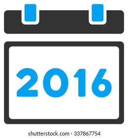 2016 Organizer vector icon. Style is bicolor flat symbol, blue and gray colors, rounded angles, white background.