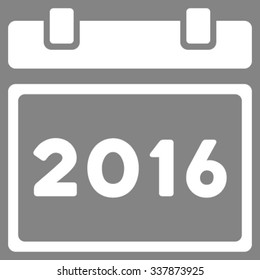 2016 Organizer vector icon. Style is flat symbol, white color, rounded angles, gray background.
