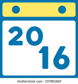 2016 Organizer vector icon. Style is bicolor flat symbol, yellow and white colors, rounded angles, blue background.
