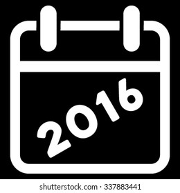 2016 Organizer vector icon. Style is flat symbol, white color, rounded angles, black background.