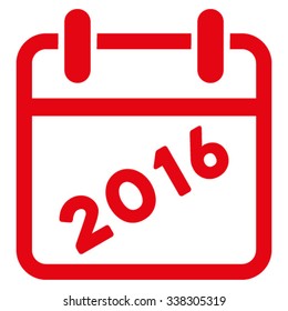 2016 Organizer vector icon. Style is flat symbol, red color, rounded angles, white background.