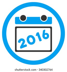 2016 Organizer vector icon. Style is bicolor flat circled symbol, blue and gray colors, rounded angles, white background.