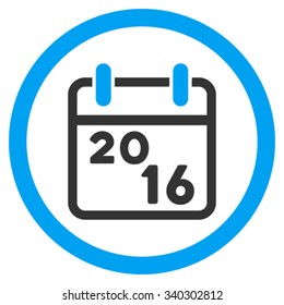 2016 Organizer vector icon. Style is bicolor flat circled symbol, blue and gray colors, rounded angles, white background.