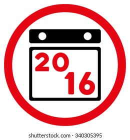 2016 Organizer vector icon. Style is bicolor flat circled symbol, intensive red and black colors, rounded angles, white background.