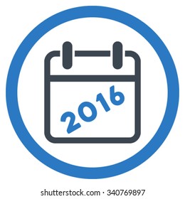 2016 Organizer vector icon. Style is bicolor flat circled symbol, smooth blue colors, rounded angles, white background.