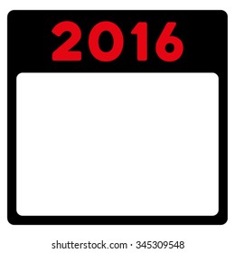 2016 Organizer vector icon. Style is bicolor flat symbol, intensive red and black colors, rounded angles, white background.