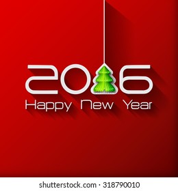 2016 Origami Happy New Year Tree greeting card or background. 