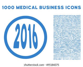 2016 Perspective icon with 1000 medical commerce cobalt vector pictographs. Clipart style is flat symbols, white background.