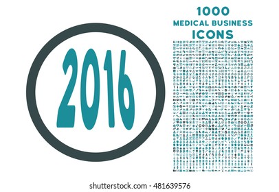 2016 Perspective rounded vector bicolor icon with 1000 medical business icons. Set style is flat pictograms, soft blue colors, white background.