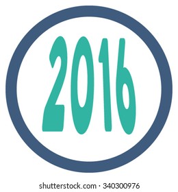 2016 Perspective vector icon. Style is bicolor flat circled symbol, cobalt and cyan colors, rounded angles, white background.