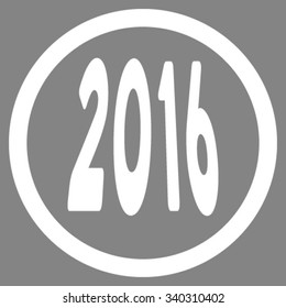 2016 Perspective vector icon. Style is flat circled symbol, white color, rounded angles, gray background.