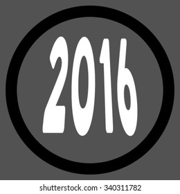2016 Perspective vector icon. Style is bicolor flat circled symbol, black and white colors, rounded angles, gray background.