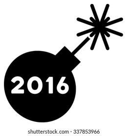 2016 Petard vector icon. Style is flat symbol, black color, rounded angles, white background.