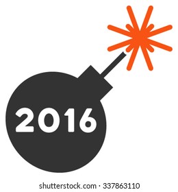 2016 Petard vector icon. Style is bicolor flat symbol, orange and gray colors, rounded angles, white background.