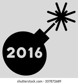 2016 Petard vector icon. Style is flat symbol, black color, rounded angles, light gray background.