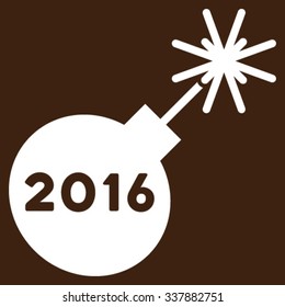 2016 Petard vector icon. Style is flat symbol, white color, rounded angles, brown background.