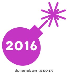 2016 Petard vector icon. Style is flat symbol, violet color, rounded angles, white background.