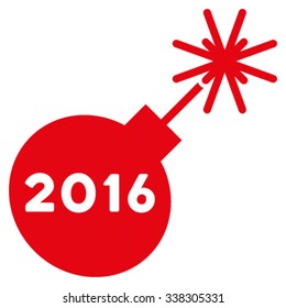 2016 Petard vector icon. Style is flat symbol, red color, rounded angles, white background.