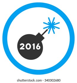 2016 Petard vector icon. Style is bicolor flat circled symbol, blue and gray colors, rounded angles, white background.