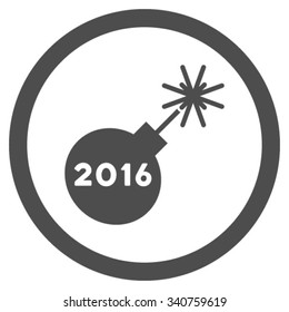 2016 Petard vector icon. Style is flat circled symbol, gray color, rounded angles, white background.