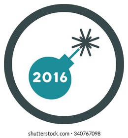 2016 Petard vector icon. Style is bicolor flat circled symbol, soft blue colors, rounded angles, white background.