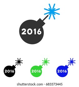 2016 Petard vector pictograph. Illustration style is a flat iconic colored symbol with different color versions.