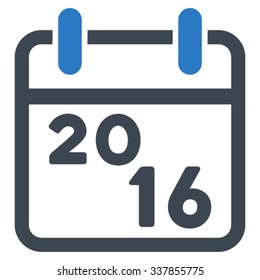 2016 Plan vector icon. Style is bicolor flat symbol, smooth blue colors, rounded angles, white background.