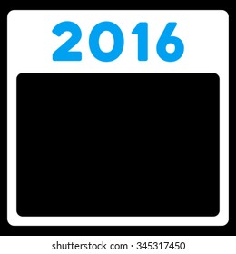 2016 Plan vector icon. Style is bicolor flat symbol, blue and white colors, rounded angles, black background.