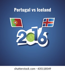 2016 Portugal vs Iceland vector blue background