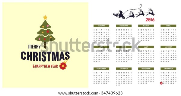 2016 Printable Christmas Calendar Christmas Background Stock