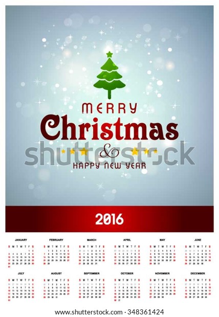 2016 Printable Christmas Calendar Christmas Background Stock