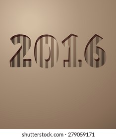 2016 Retro Paper Cutout, Vector Illustration. 
