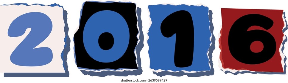 2016 Retro torn paper number Design art