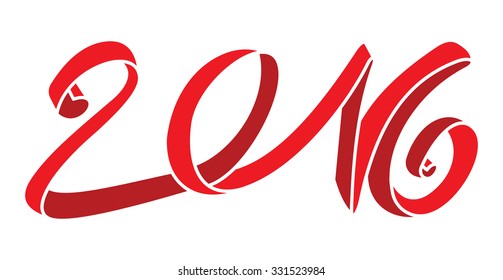 2016 ribbon letters vector