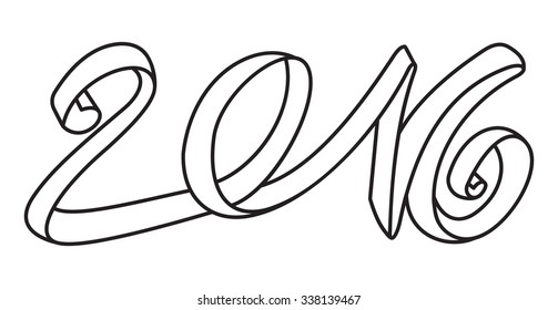 2016 ribbon letters vector