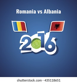 2016 Romania vs Albania vector blue background