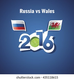 2016 Russia vs Wales vector blue background